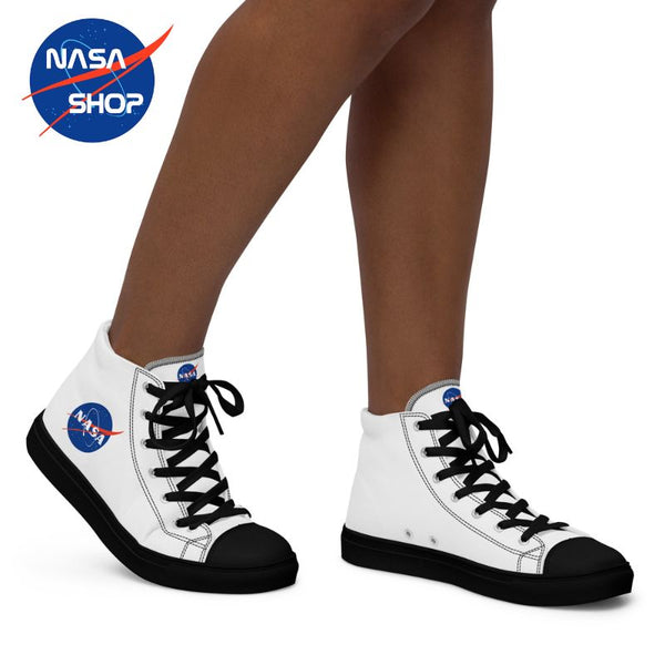 Chaussure NASA femme, logo meatball, oeillet face intérieur, lacet noir, haute en toile
