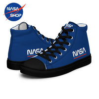 Sneakers NASA pour femme haute bleue avec logo Worm, drapeau usa